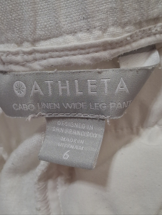 Athleta Cabo Linen Wide Leg Pull-On White Comfy Pants Style 447244  Women Size 6 - Picture 2 of 16